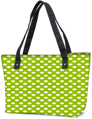 

Snoogg Pack Of 2 Green Polka Dotted Combo Tote Shopping Grocery Bag With Coin Pencil Purse Shoulder Bag(Multicolor, 15 L)