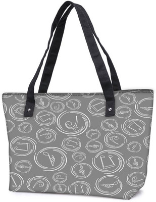

Snoogg Pack Of 2 Grey Music Combo Tote Shopping Grocery Bag With Coin Pencil Purse Shoulder Bag(Multicolor, 5 L)
