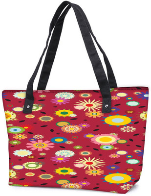 

Snoogg Pack Of 2 Red Pattern Floral Combo Tote Shopping Grocery Bag With Coin Pencil Purse Shoulder Bag(Multicolor, 15 L)