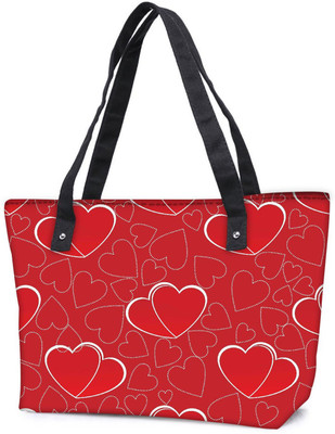 

Snoogg Pack Of 2 White Heart Red Pattern Combo Tote Shopping Grocery Bag With Coin Pencil Purse Shoulder Bag(Multicolor, 5 L)