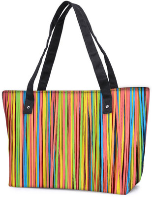 

Snoogg Pack Of 2 Colorful Strips Combo Tote Shopping Grocery Bag With Coin Pencil Purse Shoulder Bag(Multicolor, 5 L)