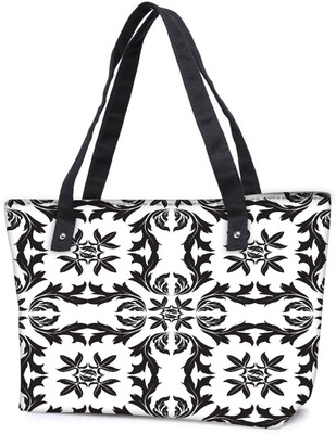 

Snoogg Pack Of 2 Black Pattern Leaves Combo Tote Shopping Grocery Bag With Coin Pencil Purse Shoulder Bag(Multicolor, 5 L)