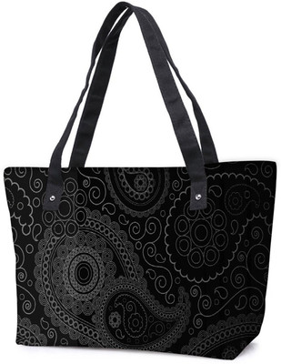 

Snoogg Pack Of 2 Paisely Pattern Black Combo Tote Shopping Grocery Bag With Coin Pencil Purse Shoulder Bag(Multicolor, 15 L)
