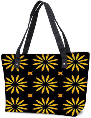 

Snoogg Pack Of 2 Yellow Flower Black Pattern Combo Tote Shopping Grocery Bag With Coin Pencil Purse Shoulder Bag(Multicolor, 5 L)