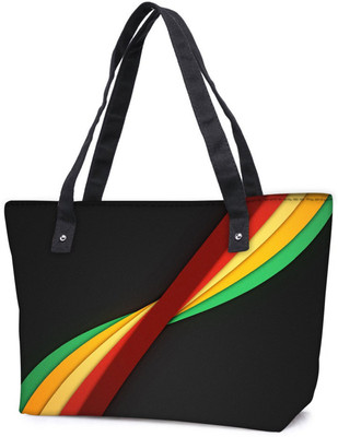 

Snoogg Pack Of 2 Black Color Strips Combo Tote Shopping Grocery Bag With Coin Pencil Purse Shoulder Bag(Multicolor, 15 L)