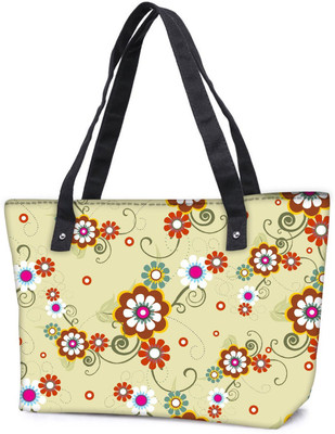

Snoogg Pack Of 2 White Floral Combo Tote Shopping Grocery Bag With Coin Pencil Purse Shoulder Bag(Multicolor, 5 L)