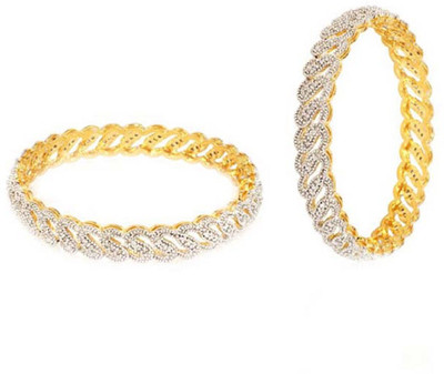 RENAISSANCE TRADERS Metal Diamond Gold-plated Bangle Set(Pack of 2)
