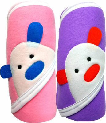 

BRANDONN Striped  Hooded Baby Blanket(Polyester, BABYPINK, Purple