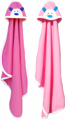 

BRANDONN Striped  Hooded Baby Blanket(Polyester, BABYPINK, HOTPINK