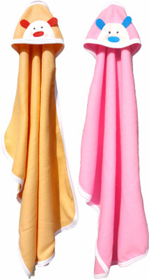 

BRANDONN Striped  Hooded Baby Blanket(Polyester, BABYPINK, Beige