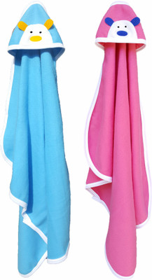 

BRANDONN Striped  Hooded Baby Blanket(Polyester, Blue, HOTPINK
