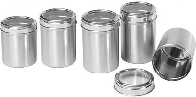 Dynore Stainless Steel Kitchen storage Canisters with see through lid - Set of 5- Size 10,11,12,13,14 - 950 ml, 1250 ml, 1500 ml, 2000 ml, 2750 ml Steel Grocery Container(Pack of 5, Silver) Dynore Stainless Steel Kitchen storage Canisters with see through lid - Set of 5- Size 10,11,12,13,14 - 950 ml, 1250 ml, 1500 ml, 2000 ml, 2750 ml Steel Grocery Container(Pack of 5, Silver)