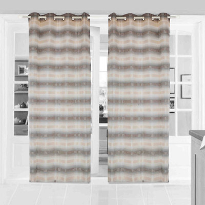 BE 213 cm (7 ft) Jacquard Door Curtain (Pack Of 2)(Geometric, Beige)