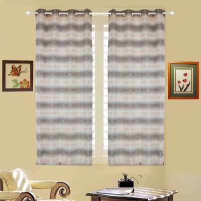 

BE 152 cm (5 ft) Jacquard Window Curtain (Pack Of 2)(Geometric, Beige)
