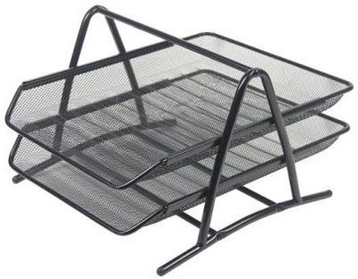 

FullHouz 2 Compartments Metal Document Tray or Office File Rack(Black)