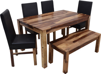 

Induscraft Solid Wood 4 Seater Dining Set(Finish Color - LIGHT NATURAL)