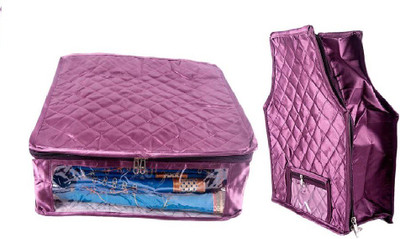 

Addyz Sales Designer 5 Inch Height Side Transparent Large Saree and Blouse Organizer Set of 2(Purple)