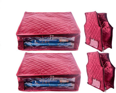 

Addyz Sales Designer 5 Inch Height Side Transparent Large Saree and Blouse Organizer et of 4(Maroon)