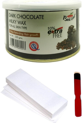 

Out Of Box Beeone Dark Chocolate Milky Wax and 50 Non-Woven Strips With Wooden Knife Wax Wax(220 g)