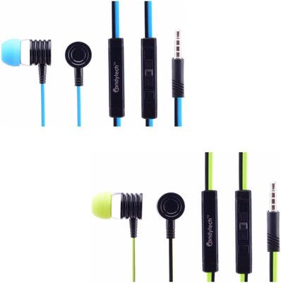 

Candytech CT-HF-S40-U-GRN + CT-HF-S40-U-BLU Wired Headset with Mic(Green, Blue, In the Ear)