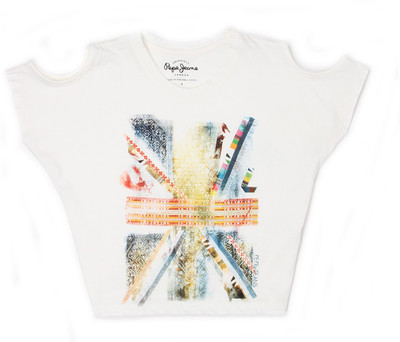

Pepe Jeans Girls Graphic Print Cotton T Shirt(White, Pack of 1
