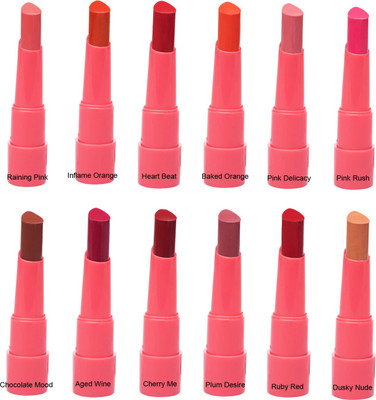 

Blue Heaven Splash Super Matte Lipstick Set of 12 (2.7gm each)(Multicolor, 32.4 g)