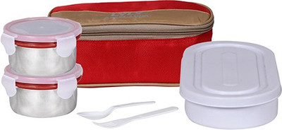 

LYLY TP017 Double Decker SS Lunch Box Set of 3 3 Containers Lunch Box(900 ml), Multicolor
