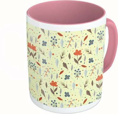 

MiiCreations Printed Two Tone Pink And White Flower Ceramic Mug(325 ml)