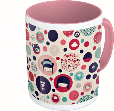 

MiiCreations Printed Two Tone Pink And White Winter Pattern Ceramic Mug(325 ml)