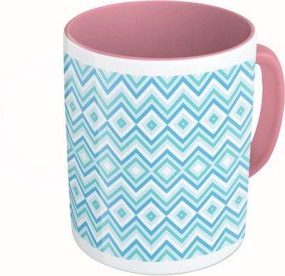 

MiiCreations Printed Two Tone Pink And White Seamless Line Pattern Ceramic Mug(325 ml)