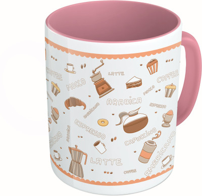 

MiiCreations Printed Two Tone Pink And White Capuccino Pattern Ceramic Mug(325 ml)