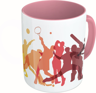 

MiiCreations Printed Two Tone Pink And White Sports Player Ceramic Mug(325 ml)