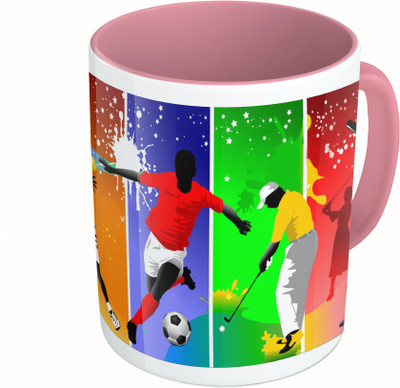 

MiiCreations Printed Two Tone Pink And White Sports Players Vector Ceramic Mug(325 ml)