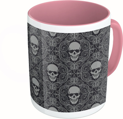 

MiiCreations Printed Two Tone Pink And White Face Skull Ceramic Mug(325 ml)