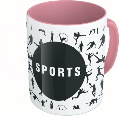 

MiiCreations Printed Two Tone Pink And White Sports pattern Ceramic Mug(325 ml)