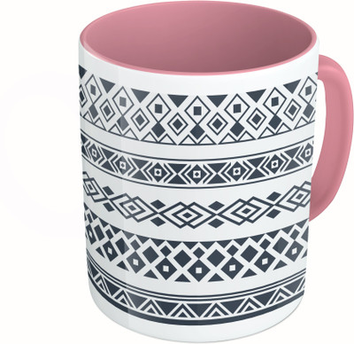 

MiiCreations Printed Two Tone Pink And White Diamond Shape Pattern Ceramic Mug(325 ml)