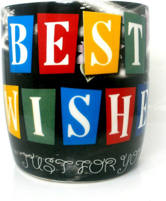 

HappyClick Best Wishes Design Ceramic Mug(350 ml), Multicolor