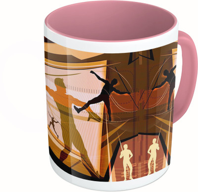 

MiiCreations Printed Two Tone Pink And White Designer Ceramic Mug(325 ml)
