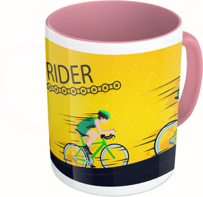 

MiiCreations Printed Two Tone Pink And White Fast Rider Ceramic Mug(325 ml)