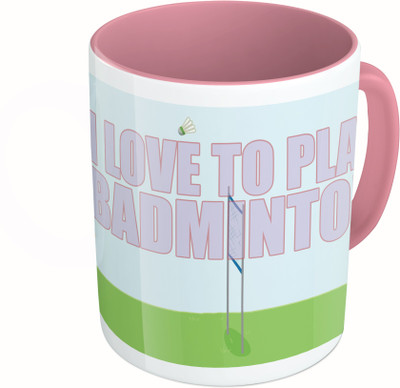 

MiiCreations Printed Two Tone Pink And White I love To Play Badminton Ceramic Mug(325 ml)