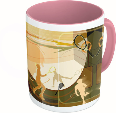 

MiiCreations Printed Two Tone Pink And White Tennis Lovers Ceramic Mug(325 ml)