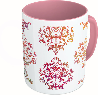 

MiiCreations Printed Two Tone Pink And White Colorful Pattern Ceramic Mug(325 ml)