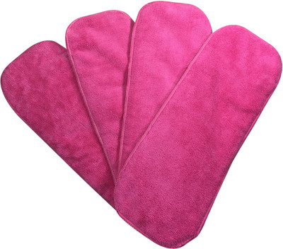

SOFTSPUN Microfiber (4 LAYER) Baby Diaper Inserts (SET OF 4) for Cloth Diaper, Pocket Cloth Diaper (28x10cm)(AGE 0-3 Months)() (PINK