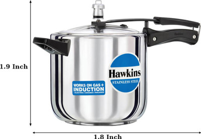 HAWKINS Stainless Steel HSS60 6 L Induction Bottom Pressure Cooker(Stainless Steel)