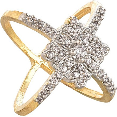 89% OFF on ZENEME Premium American Diamond Gold Plated Ring for