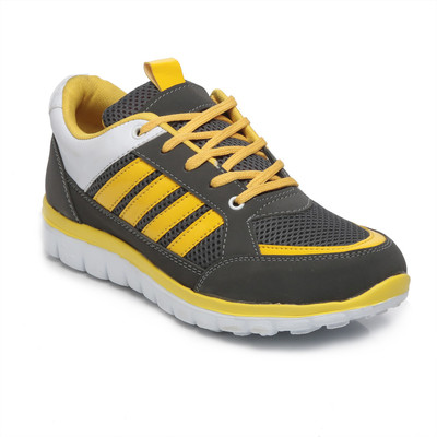 

TEN Grey::Yellow Mesh Sports Shoes Training & Gym Shoes For Men(Grey