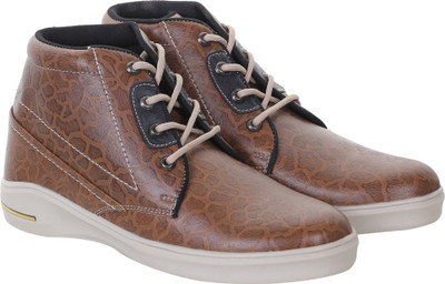 

Quarks Leopard print Boots Casuals For Men(Brown