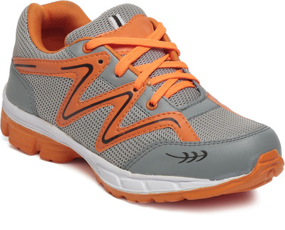 TEN Grey::Orange Mesh Sports Shoes Running Shoes For Men(Grey
