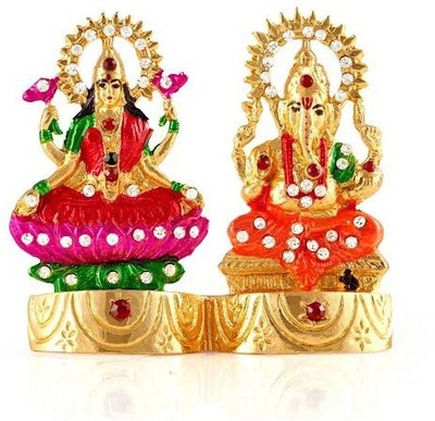 

Kulin Religious Idol of Lakshmi Ganesh Premium Statue, best choice for Car Dashboard | Home Decor | Gifting Decorative Showpiece - 6.6 cm(Alloy, Multicolor)