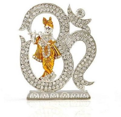 

Kulin Lord Krishna Idol With Om For Car Dashboard | Home Decor | Gifting Decorative Showpiece - 9 cm(Alloy, Gold, Silver)